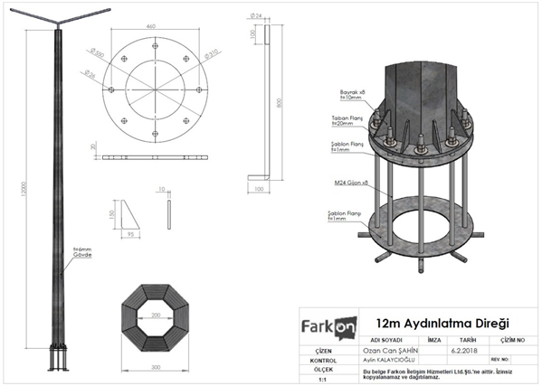 AYDINLATMA DİREĞİ 12m